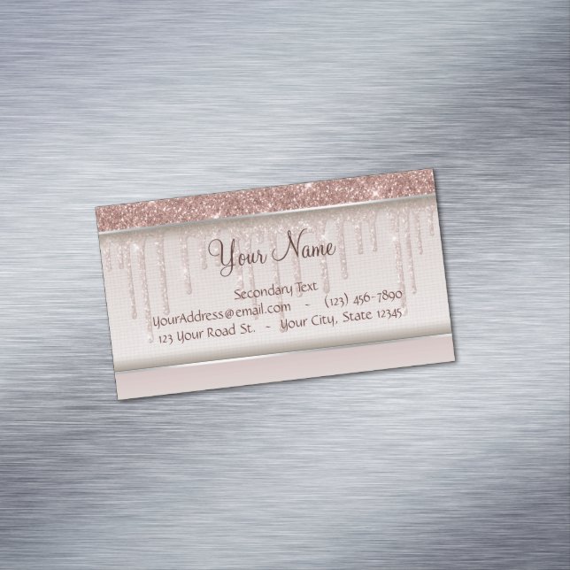 Rose Gold Glitzer Liquid Tropfen Magnetische Visitenkarte (Beispiel)