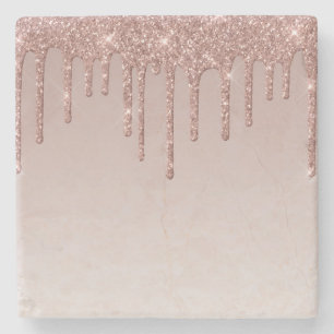 Rose Gold Glitzer Liquid Tropfen Steinuntersetzer