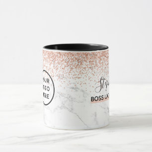 Rose Gold-Glitzer-Logo für Ihren Namen Boss Lady Tasse