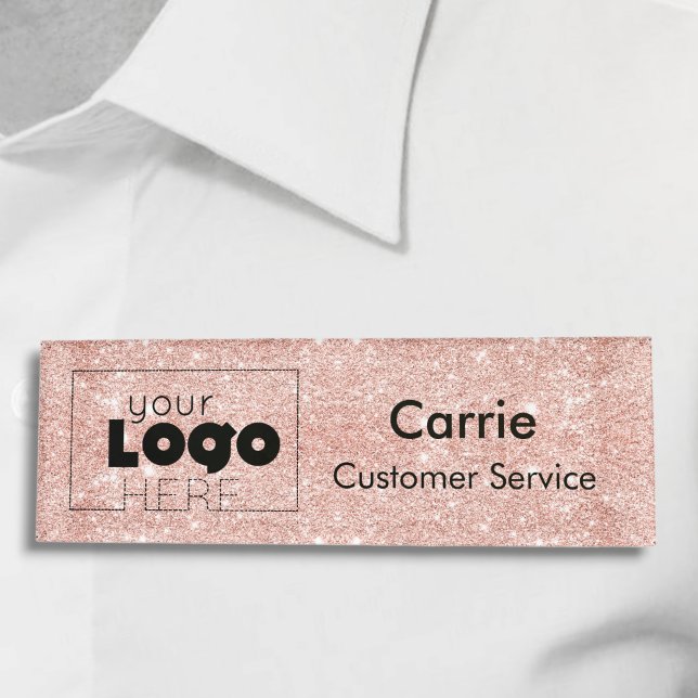 Rose Gold Glitzer Logo Mitarbeiter Nametag Persona Namenschild (Von Creator hochgeladen)