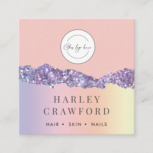 Rose Gold Glitzer Logo QR Quadratische Visitenkarte (Vorderseite)