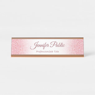 Rose Gold Glitzer Look Elegante Moderne Vorlage Schreibtischnamensplakette
