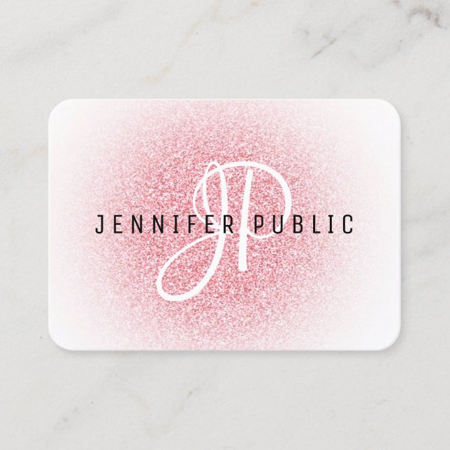 Rose Gold Glitzer Look Elegantes Monogramm Moderne Visitenkarte (Vorderseite)