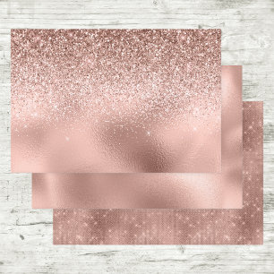 Rose Gold Glitzer Look Imitats Foulieren Geschenkpapier Set