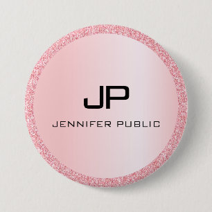 Rose Gold Glitzer Look Mit Monogramm Vorlage Button