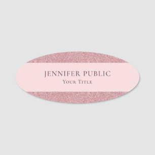 Rose Gold Glitzer Look Moderne Elegante Vorlage Namensschild