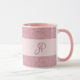 Rose Gold Glitzer Look Template Monogram Trendy Tasse