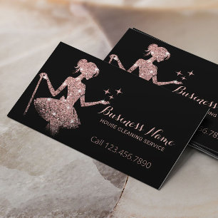 Rose Gold Glitzer Magische Reinigung Visitenkarte