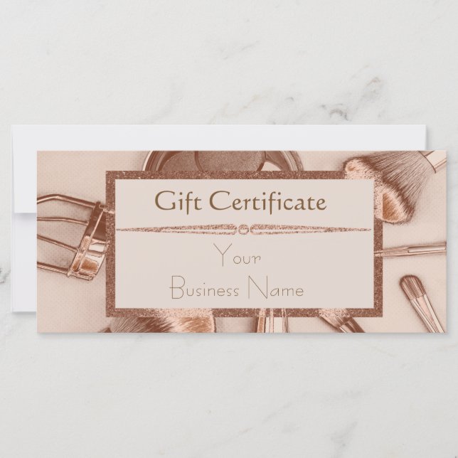 Rose Gold Glitzer Make-up Salon Geschenkgutschein (Vorderseite)