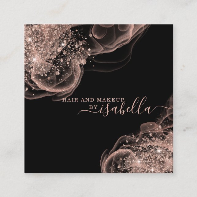 Rose Gold Glitzer Makeup Artist Business Card Quadratische Visitenkarte (Vorderseite)