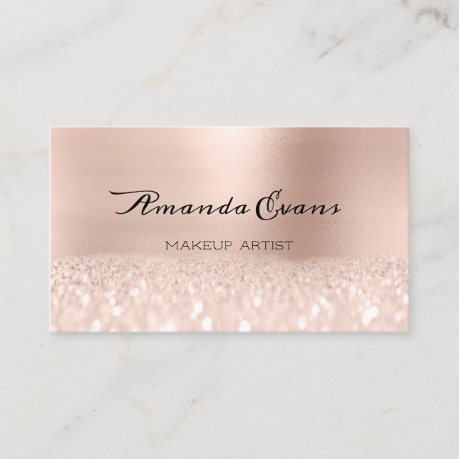 Rose Gold Glitzer Makeup Artist Kosmetologe Terminkarte (Vorderseite)
