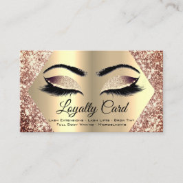 Rose Gold Glitzer Makeup Artist Lash Loyalität Visitenkarte