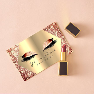 Rose Gold Glitzer Makeup Artist Lashes Champaigne1 Visitenkarte