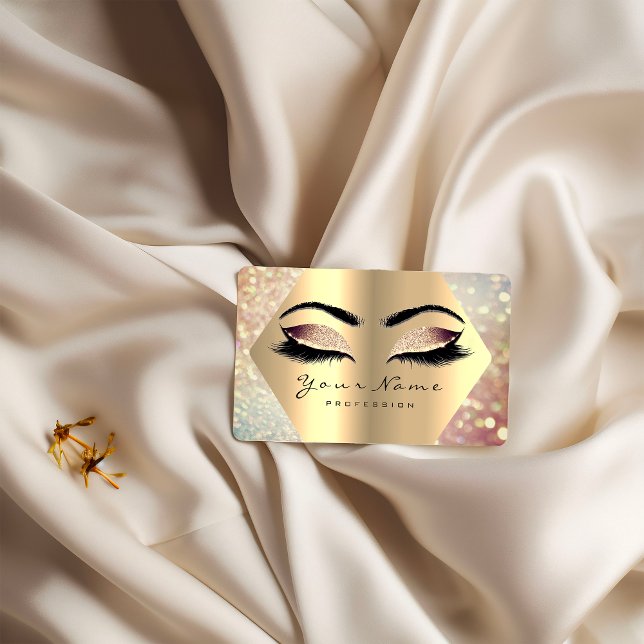 Rose Gold Glitzer Makeup Artist Lashes Champaigne1 Visitenkarte (Rose Gold Glitter Makeup Artist Lashes Champaigne1 Business Card)
