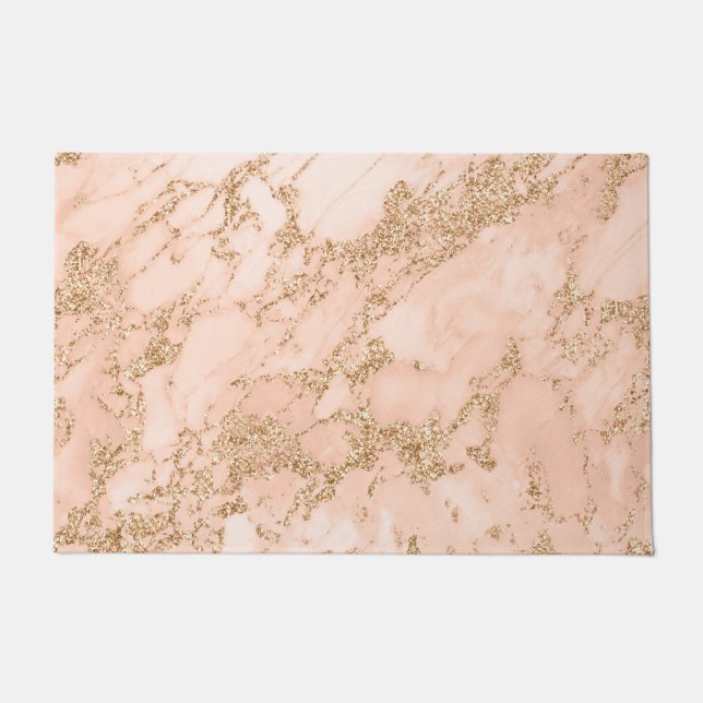 Rose Gold Glitzer Marmor abstrakt Fußmatte (Vorderseite)