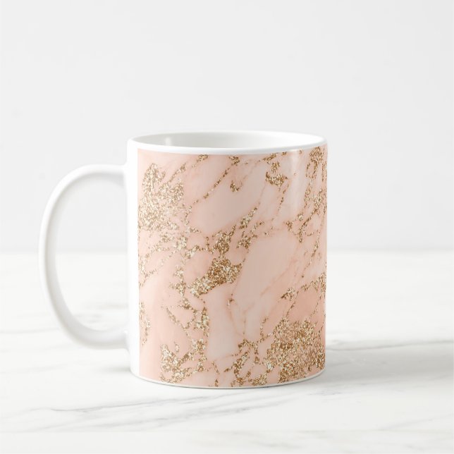 Rose Gold Glitzer Marmor abstrakt Kaffeetasse (Links)