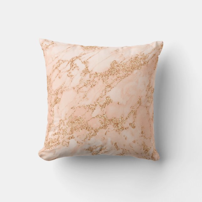 Rose Gold Glitzer Marmor abstrakt Kissen (Vorderseite)