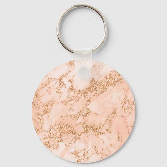 Rose Gold Glitzer Marmor abstrakt Schlüsselanhänger (Vorderseite)