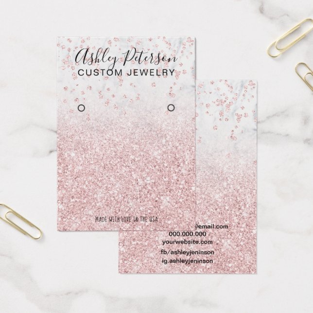 Rose Gold Glitzer Marmor chic Ohrring Anzeige (Büro)