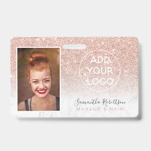 Rose Gold Glitzer Marmor Firmenlogo Foto Pass Ausweis