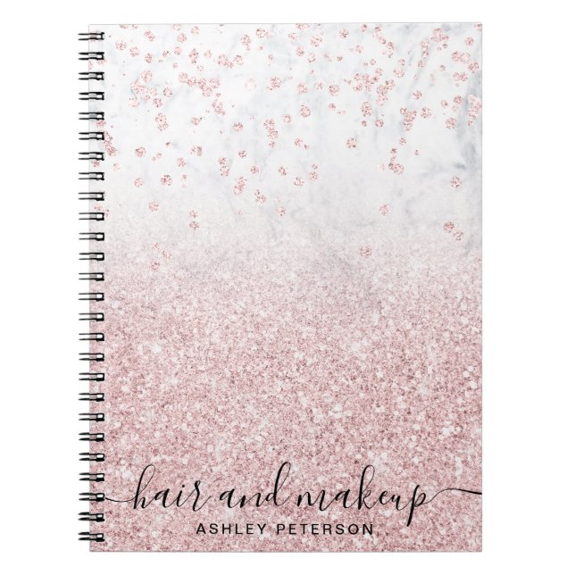 Rose Gold Glitzer Marmor Funkeln Konfetti-Folie Notizblock (Vorderseite)