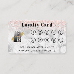 Rose Gold Glitzer Marmor Logo 10 BesuchLoyalität  Treuekarte