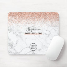 Rose Gold Glitzer Marmor Logo Ihr Name Boss Lady