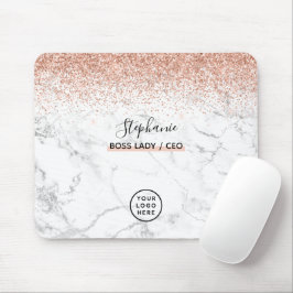 Rose Gold Glitzer Marmor Logo Ihr Name Boss Lady Mousepad