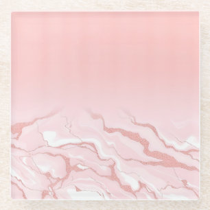 Rose Gold Glitzer Marmorglas Untersetzer