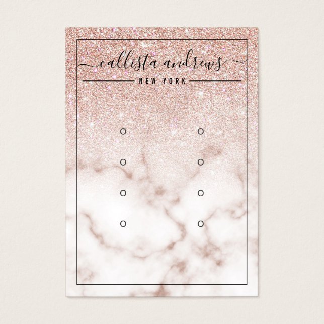 Rose Gold Glitzer Marmorohrringe Display Card (Vorderseite)