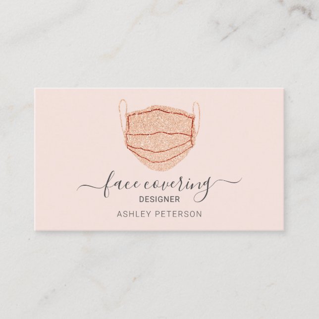 Rose Gold Glitzer Maske mit Designerpink Visitenkarte (Vorderseite)