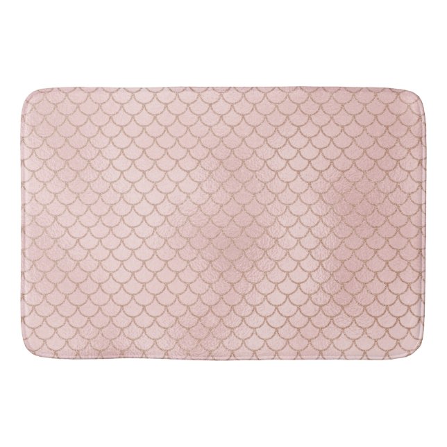 Rose Gold Glitzer Mermaid Scales Badematte (Vorderseite)