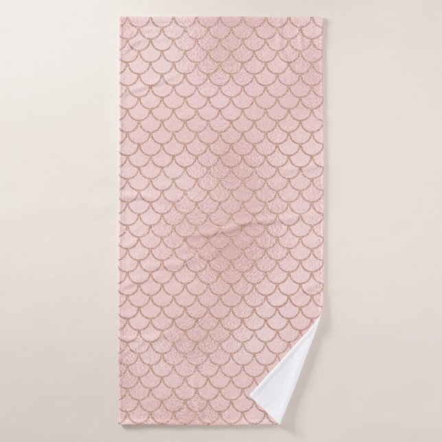 Rose Gold Glitzer Mermaid Scales Badhandtuch Set (Badehandtuch)