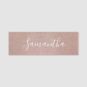 Rose Gold Glitzer Metallic Hübsch Girly Funkelnd Namensschild