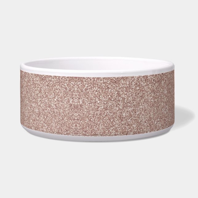 Rose Gold Glitzer Metallic Hübsch Girly Funkelnd Napf (Vorderseite)
