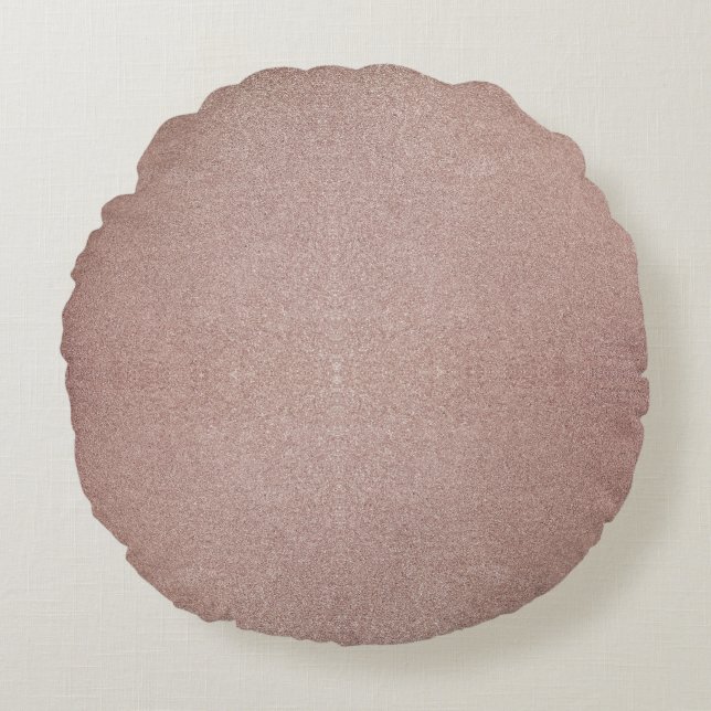Rose Gold Glitzer Metallic Hübsch Girly Funkelnd Rundes Kissen (Vorderseite)