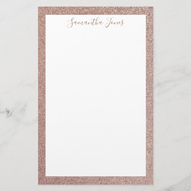 Rose Gold Glitzer Metallic | PERSONALISIERT Briefpapier (Vorderseite)