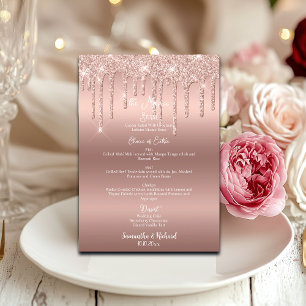 Rose Gold Glitzer Metallic Shine 12x18" Hochzeitsm Menükarte