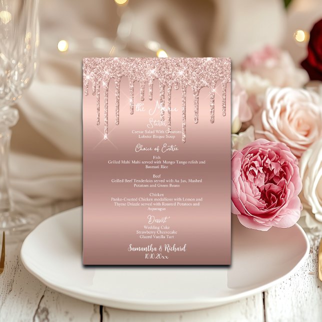 Rose Gold Glitzer Metallic Shine 12x18" Hochzeitsm Menükarte (Von Creator hochgeladen)