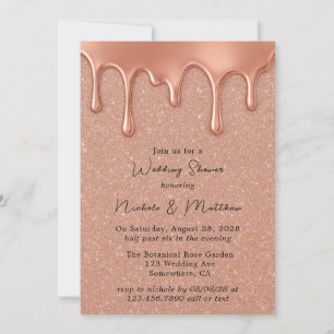 Rose Gold Glitzer & Metallic Tropfens Polterabend Einladung