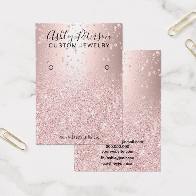 Rose Gold Glitzer Metallische Ohrring-Anzeige (Büro)