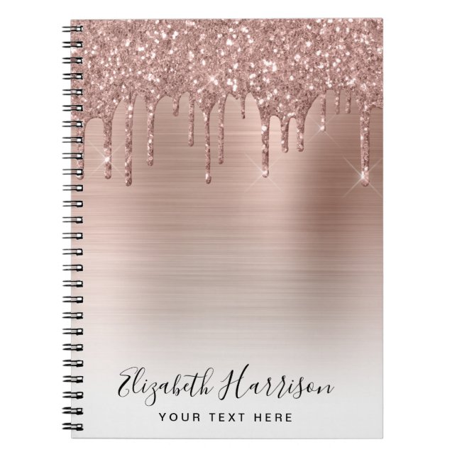 Rose Gold Glitzer Mit Monogramm Notizblock (Vorderseite)