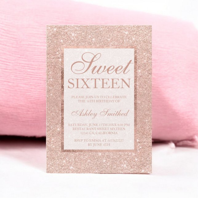 Rose Gold Glitzer Moderne elegante Sweet 16 Einladung (Rose gold glitter modern elegant chic Sweet 16 Invitation)