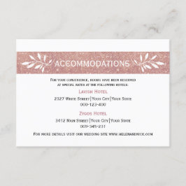 Rose Gold Glitzer Moderne Hochzeitsunterkünfte Begleitkarte
