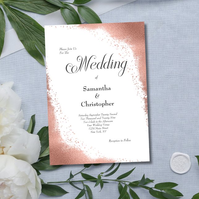 Rose Gold Glitzer Moderne Kalligraphie Hochzeit Einladung (Rose Gold Glitter Border Modern Calligraphy Wedding Invitation)