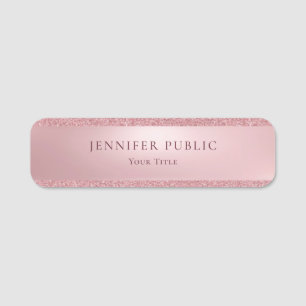 Rose Gold Glitzer Modernes Template Elegant Trendy Namensschild