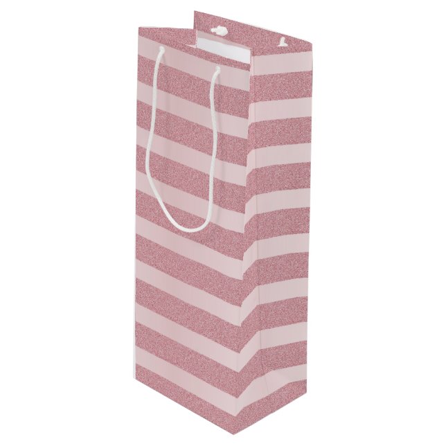 Rose Gold Glitzer Modernes Template glamourös Geschenktüte Für Weinflaschen (Vorderseite Schrägansicht)