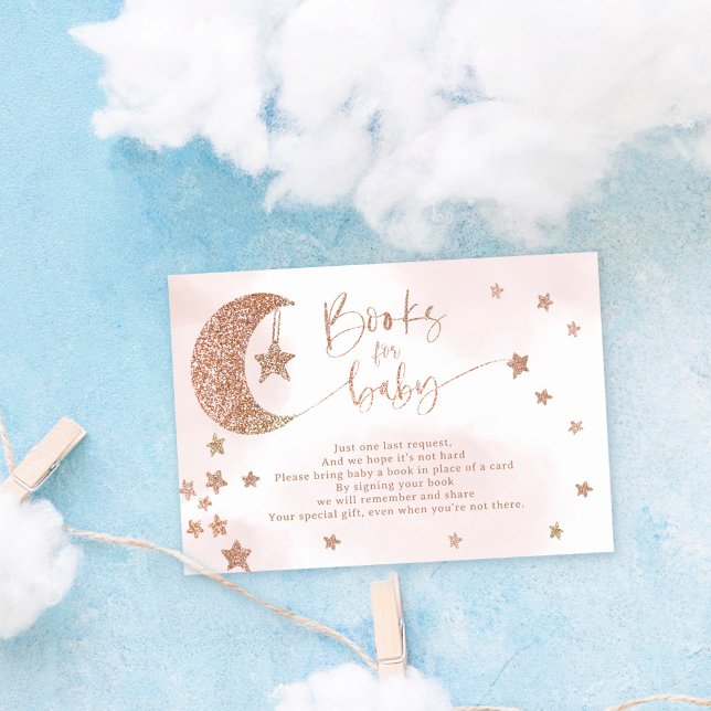 Rose Gold Glitzer Mondsterne Wolken bringen ein Bu Begleitkarte (Von Creator hochgeladen)