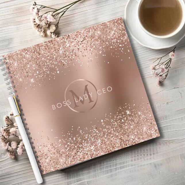 Rose Gold Glitzer Monogram Boss Lady Notizbuch (Rose Gold Glitter Monogram Boss Lady CEO Notebook)