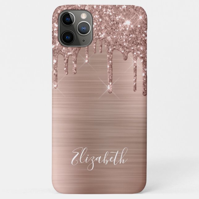 Rose Gold Glitzer Monogram Case-Mate iPhone Fall Hülle (Rückseite)